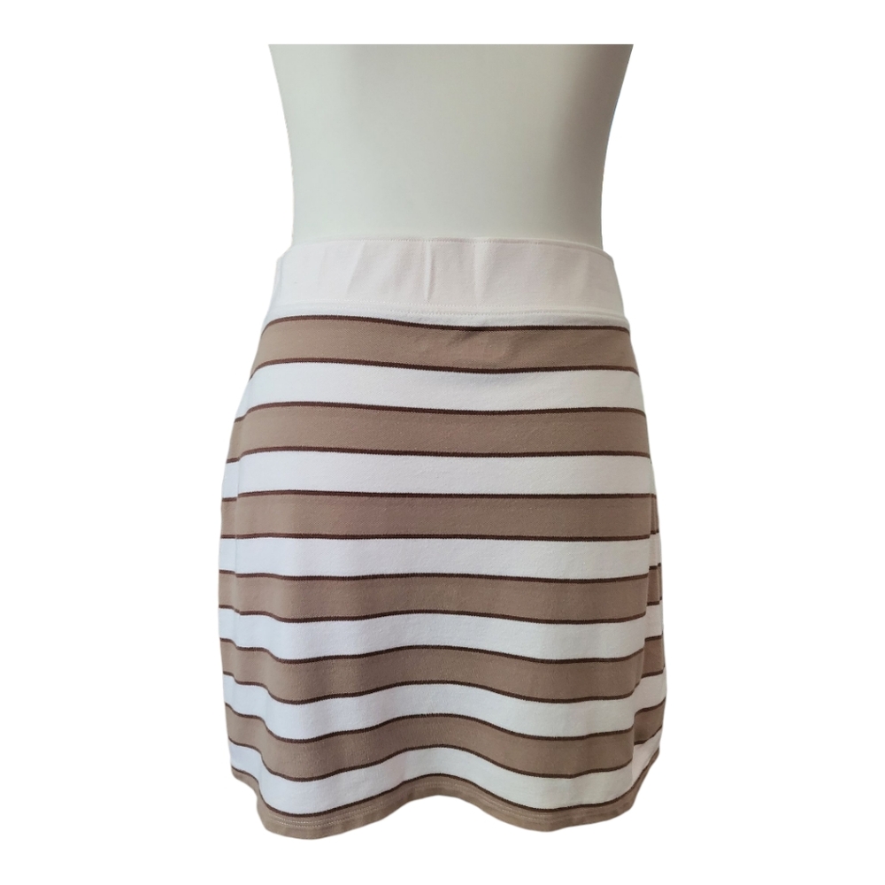 Hollister Ultra High-Rise Mini Skirt‎ Medium Beige White Brown Striped Casual - Picture 4 of 6